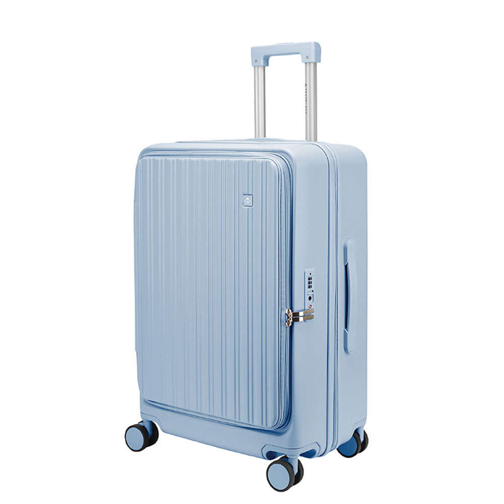 28吋爵士旅人上掀式前開拉鍊行李箱-淡雅藍