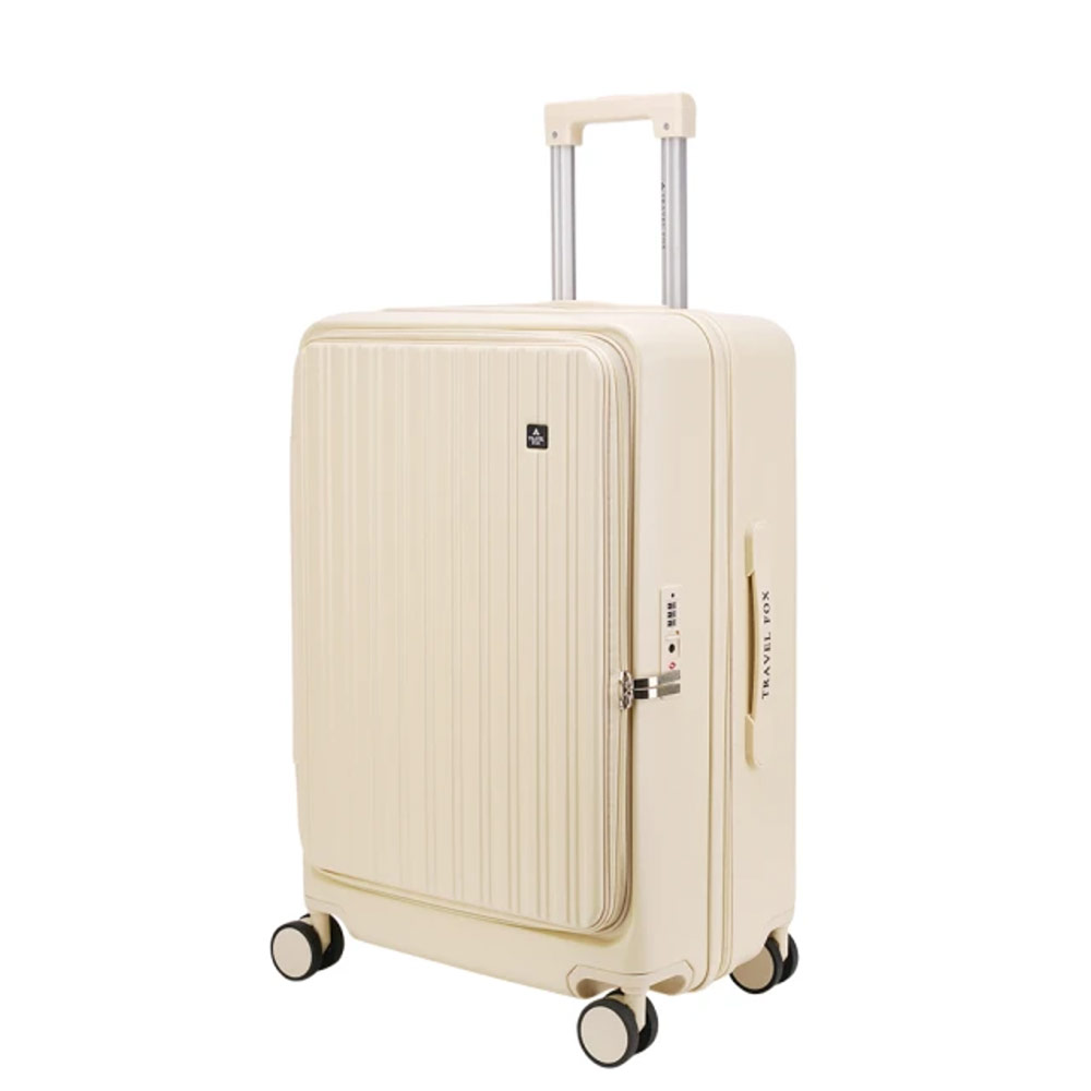 24吋爵士旅人上掀式前開拉鍊行李箱-奶茶